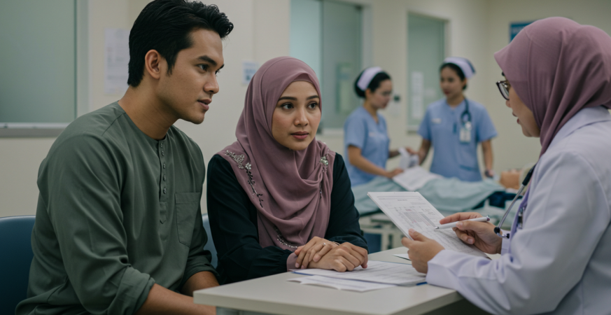 Young couple at hospital