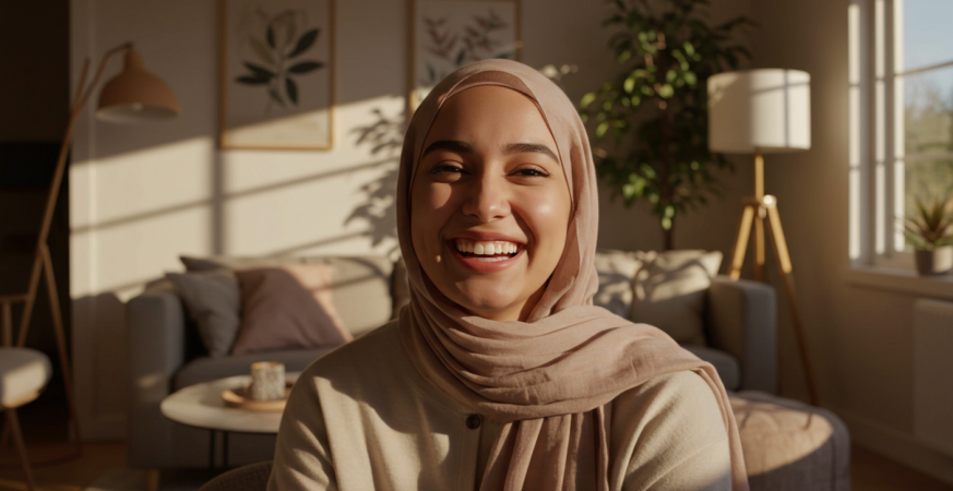 wanita 40 tahun senyum